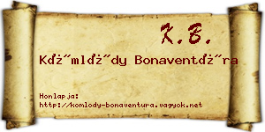 Kömlődy Bonaventúra névjegykártya